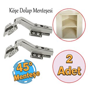 Mobilya Dolap Kapak Tas Menteşe 45° Derece Açılı Frensiz Köşeli Dolap Menteşesi 2 Adet