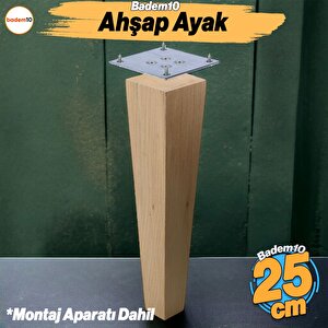 Ahşap Ayak 25 Cm Kare Bağlantı Aparatı Dahil Mobilya Koltuk Kanepe Sehpa Masa Ayağı Ayakları Boyasız