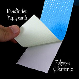 Yapışkanlı 10 Metre Mavi Renk Şerit Bant Parlayan Reflektörlü En 5 Cm Onaysız Reflektif İkaz Bandı