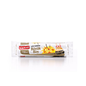 | Ekstra Güçlü Büzgülü Çöp Torbası, Büyük Boy 65x70 Cm, Vanilya Kokulu, 10'lu Paket