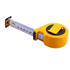 Mıknatıslı Helix Çift Taraflı Şerit Metal Metre 5 Metre En 25 Mm Ölçüm Ölçme Plastik Kasalı 1 Adet
