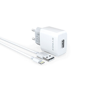 Syrox J46 1.6a 1mt Usb-a - Lightning Kablolu 1xusb-a Port Çıkışlı Şarj Cihazı - Beyaz