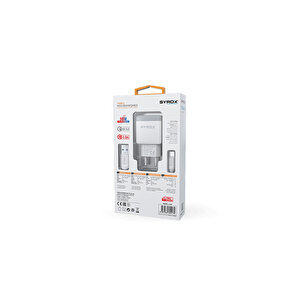 Syrox Q32 3.0a 18w 1mt Usb-a - Type-c Kablolu 1xusb-a Port Çıkışlı Şarj Cihazı - Beyaz