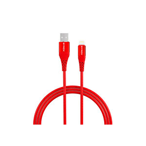 Syrox C88 2.0a 1mt Metal Başlıklı Usb-a - Lightning Şarj & Data Kablosu - Kırmızı