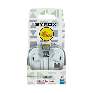 Syrox K20 Earbuds 1.20mt Type-c Kablolu Mikrofonlu Kulakiçi Kulaklık - Beyaz