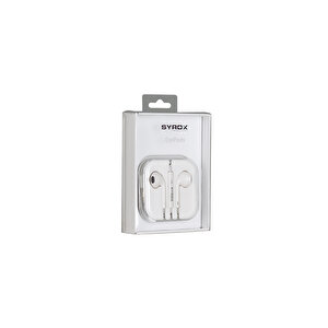 Syrox K12 Earbuds 3.5mm Aux 1.20mt Kablolu Mikrofonlu Kulakiçi Kulaklık - Beyaz