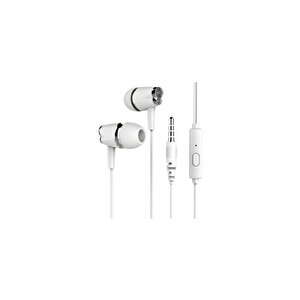 Syrox K17 1.20mt 3.5mm Aux Kablolu Mikrofonlu Kulakiçi Kulaklık - Beyaz