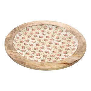 Vitale Şiva Çiçek Desenli Dekoratif Tabak Krem Ak.fq0001-k