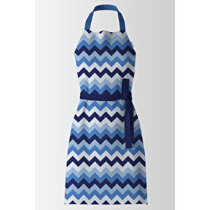 Ays Home Exclusive Mavi Zigzag Desenli Mutfak Önlüğü