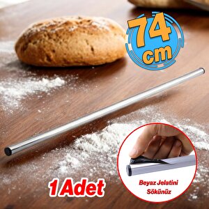 Alüminyum Metal Oklava Tekli 74 Cm Mutfak Börek Hamur Un Yufka Açma Silindir Yuvarlak Krom Renk