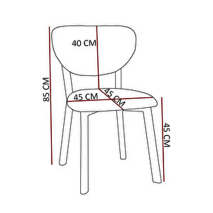 Elma Modeli Masa Sandalye Takımı, 4 Sandalye 1  Sabit Ceviz Masa  110x70 Cm, Keten Kumaş