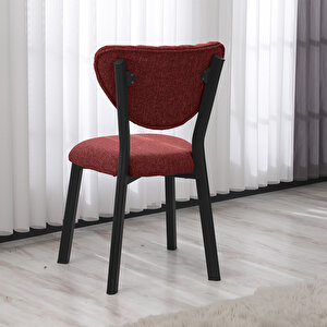 Elma Modeli Masa Sandalye Takımı, 4 Sandalye 1  Sabit Ceviz Masa  110x70 Cm, Keten Kumaş