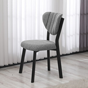 Elma Modeli Masa Sandalye Takımı, 4 Sandalye 1  Sabit Ceviz Masa  110x70 Cm, Keten Kumaş
