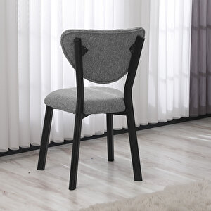 Elma Modeli Masa Sandalye Takımı, 4 Sandalye 1  Sabit Ceviz Masa  110x70 Cm, Keten Kumaş