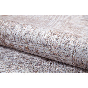 Halı Atölyesi Bej Salon&yolluk Dijital Baskılı Makinede Yıkanabilir Kaymaz Taban Saçaklı Halı Ha361