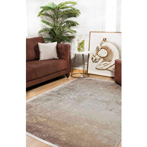 Bej Salon&yolluk Dijital Baskılı Makinede Yıkanabilir Kaymaz Taban Saçaklı Halı Ha270 180x280 cm