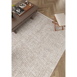Bej Salon&yolluk Dijital Baskılı Makinede Yıkanabilir Kaymaz Taban Saçaklı Halı Ha274 240x280 cm