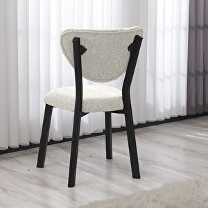 Elma Modeli Masa Sandalye Takımı, 4 Sandalye 1 Sabit Siyah Mermer Desen Masa  110x70 Cm, Keten Kumaş