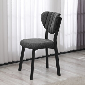 Elma Modeli Masa Sandalye Takımı, 4 Sandalye 1 Sabit Siyah Mermer Desen Masa  110x70 Cm, Keten Kumaş