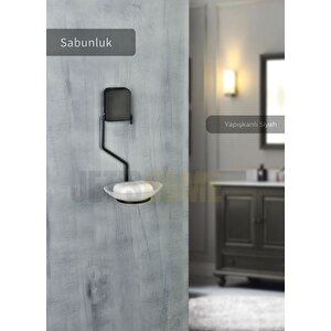Sabunluk Paslanmaz Katı Sabun Tutucu Sabun Düzenleyici Çelik Siyah