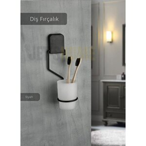 Diş Fırçalık Paslanmaz Lüks Diş Fırça Tutacağı Çelik Siyah