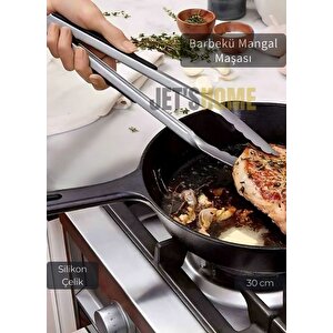 Sunum Maşası Barbekü Maşası Mangal Maşa Çelik Salata Maşası 30 Cm