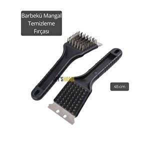 Barbekü Mangal Temizleme Fırçası Çift Taraflı Sert Fırça 45 Cm