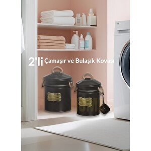 Galvaniz 2'li Çamaşır Ve Bulaşık Kovası Ölçekli Deterjan Kutusu