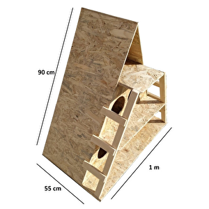 Goxawee Kedi Evi Dış Ortam Uygun Ahşap Kedi Evi Osb 100x90x55 Cm