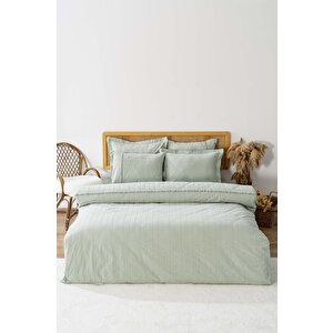 Jasmin Mint Yeşil Çift Kişilik 6 Parça Jakarlı Nevresim Takımı & Çeyiz Seti
