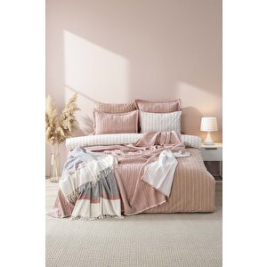 Efekt Pudra Çift Kişilik Nevresimli Yatak Örtüsü - 8 Parça Çeyiz Seti