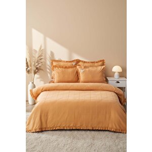 Fiorella Turuncu Çift Kişilik Nakışlı Yatak Örtüsü Takımı 6 Parça Uyku & Çeyiz Seti