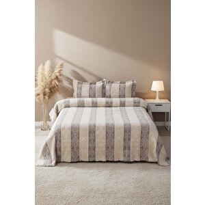 Serena Cappucino Çift Kişilik Yatak Örtüsü Takımı 3 Parça Uyku & Çeyiz Seti