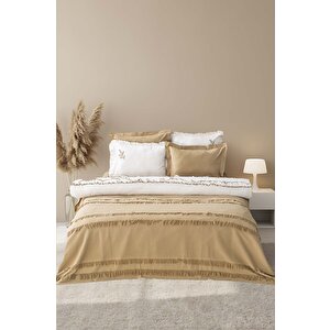 Brianna Haki Çift Kişilik Nevresimli Yatak Örtüsü % 100 Pamuklu - 7 Parça Çeyiz Seti