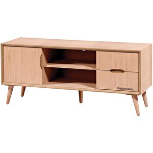 Belen 120 Lik Retro Tv Sehpası Cilasız Ham Ahşap