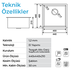 Stella 4444 - Pvd Bakır Mutfak Eviyesi