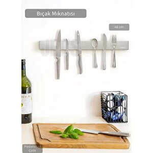 Bıçak Mıknatısı Askısı 45 Cm Kalın Duvar Standı Çelik Bıçak Tutucu