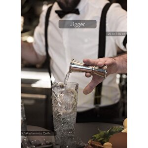 Jigger Çift Taraflı Bar Ölçeği Paslanmaz Kokteyl Ölçeği Barmen Ölçü Kabı Çelik 25/50 Cc
