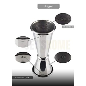 Jigger Çift Taraflı Bar Ölçeği Paslanmaz Kokteyl Ölçeği Barmen Ölçü Kabı Çelik 25/50 Cc
