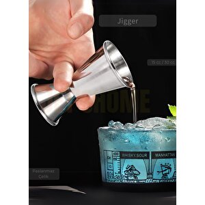 Jigger Çift Taraflı Bar Ölçeği Paslanmaz Kokteyl Ölçeği Barmen Ölçü Kabı Çelik 15/30 Cc
