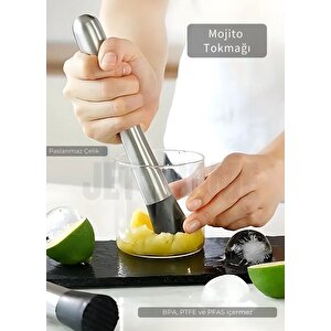 Mojito Tokmağı Barista Buz Ezici Tokmak Meyve Ezici Barmen İçecek Karıştırıcı Paslanmaz 20 Cm