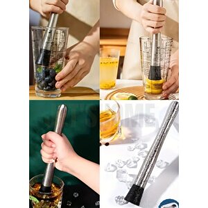 Mojito Tokmağı Barista Buz Ezici Tokmak Meyve Ezici Barmen İçecek Karıştırıcı Paslanmaz 20 Cm
