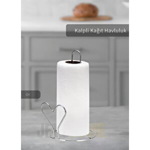 Kağıt Havluluk Paslanmaz Peçetelik Çelik Banyo Havluluk Düzenleyici Kalpli Gri