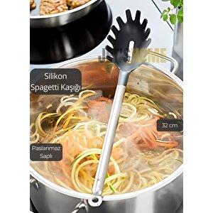 Silikon Spagetti Kaşığı Paslanmaz Çelik Saplı 32 Cm