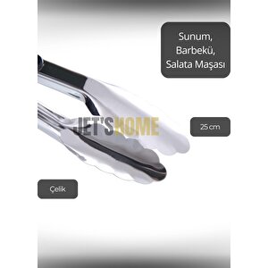 Sunum Maşası Barbekü Maşası Mangal Maşa Çelik Salata Maşası 25 Cm