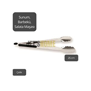 Sunum Maşası Barbekü Maşası Mangal Maşa Çelik Salata Maşası 25 Cm
