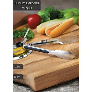 Sunum Maşası Barbekü Maşası Mangal Maşa Çelik Salata Maşası 35 Cm