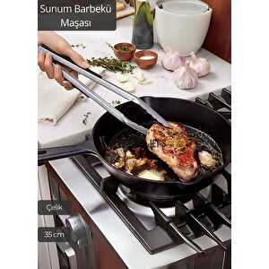 Sunum Maşası Barbekü Maşası Mangal Maşa Çelik Salata Maşası 35 Cm