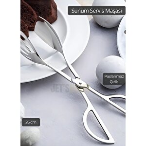Salata Maşası Paslanmaz Çelik Maşa Pişirme Maşası Barbekü Maşası Kek Maşası 26 Cm