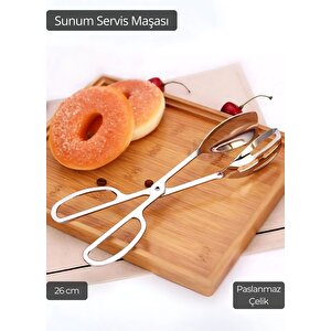Salata Maşası Paslanmaz Çelik Maşa Pişirme Maşası Barbekü Maşası Kek Maşası 26 Cm